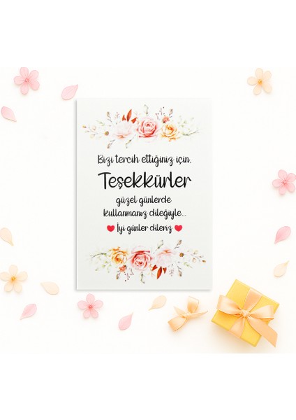 10 X 14 Cm Özel Baskılı Teşekkür Kartı 10 Adet