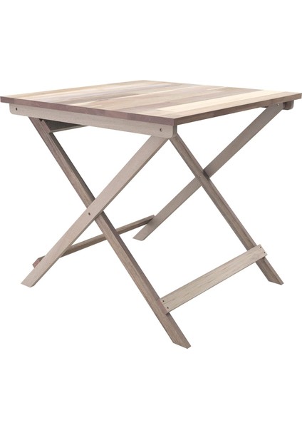 Real Wood Sydney Masif Ahşap Katlanır Bahçe Masası, 75X75X73 Cm, Organik Beyaz
