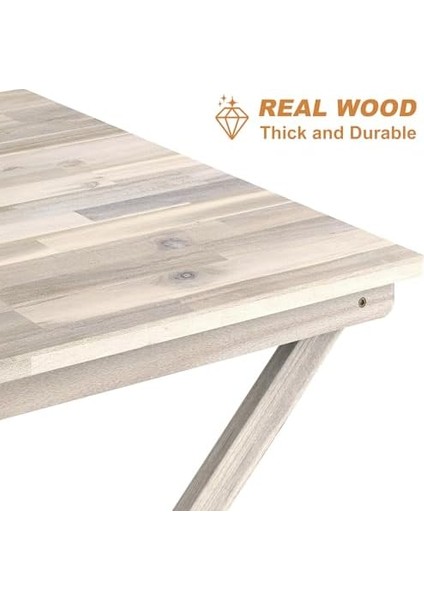 Real Wood Sydney Masif Ahşap Katlanır Bahçe Masası, 75X75X73 Cm, Organik Beyaz modelleri