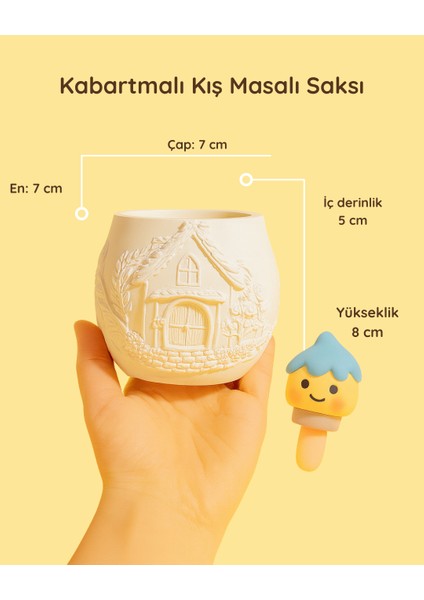 Boyanabilir Kabartmalı Kış Masalı Saksı – Güçlendirilmiş Seramik Dekoratif Obje