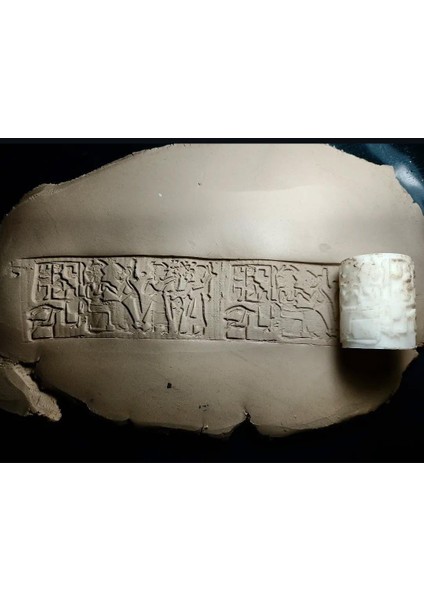 7 cm Doku Silindiri Sümer Antik Silindir Mühür Seramik&polimer Kil Desen Oklavası-Sümer1