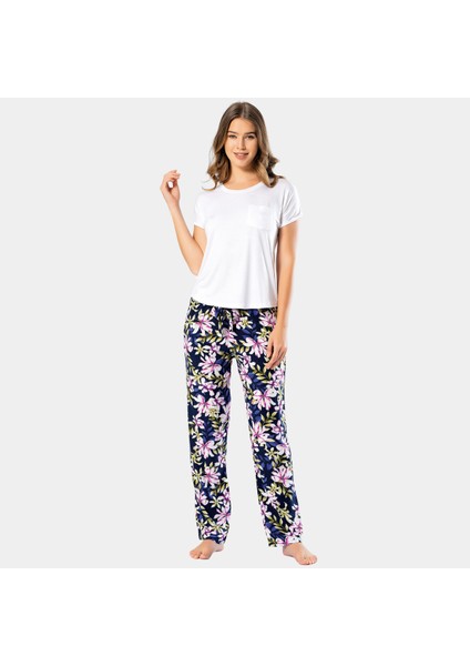 Kadın Dokuma Çiçekli Kısa Kollu Pijama Takım 3336 modelleri