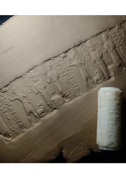 9 cm Doku Silindiri Sümer Antik Silindir Mühür Seramik&polimer Kil Desen Oklavası- Sümer 2