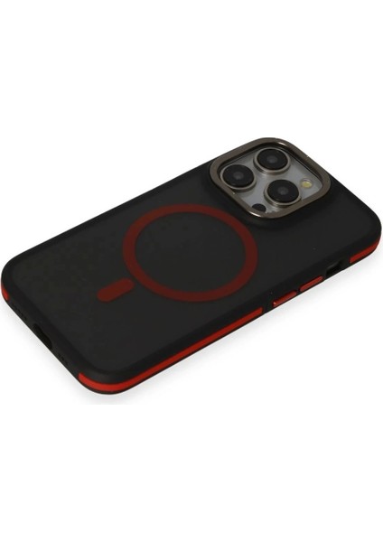 iPhone 15 Pro Rocky Magsafe Kapak - Siyah-Kırmızı fırsatları