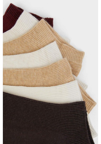 Kadın Rahat Lastikli 7'li Pamuklu Patik Çorap F5657AXNS