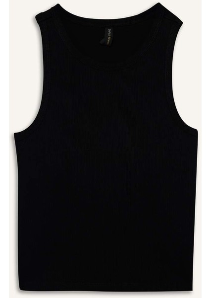 Slim Fit Dar Kesim Basic Düz Halter Yaka Fitilli Kaşkorse Pedli Atlet G0843AX25AU