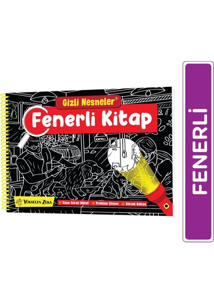 6-8 Yaş Çocuklar İçin Fenerli Dikkat ve Zeka Geliştirme Kitabı – Gizli Nesneler, Ciltli, Tekrar Kullanılabilir, Türkçe