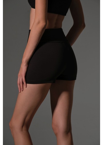 Yüksek Bel Toparlayıcı Esnek Kumaş, Kadın Spor Taytı 10 cm Comfortlux High Rise Hot Pants