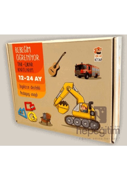 Bebeğim Öğreniyor Tak-Çıkar Kartlarım 12-24 Ay Bebekler için Eğitici Kitap ve Kart Seti