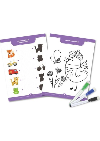 Okul Öncesi Eğitici Aktivite Kartları – Eşleştir, Sil ve Boya Oyunları, 2-4 Yaş Çocuklar İçin Eğlenceli Set fiyatları