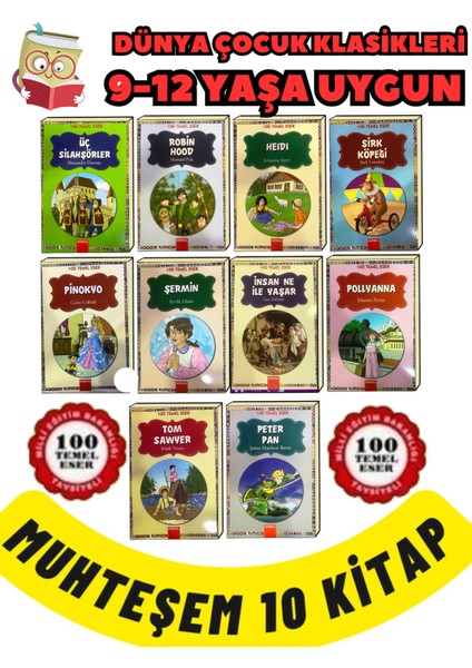 9-12 Yaş Çocuklar İçin Okumayı Sevdiren 100 Temel Eser Kitap Seti – Anonim Yazarlar modelleri