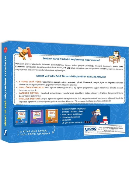 3-5 Yaş Dikkat ve Zeka Geliştirme Kitap Seti – Etkinliklerle Çocukların Zihinsel Becerilerini Güçlendirme