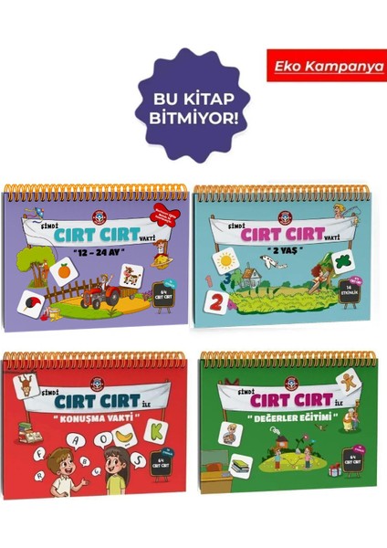 Okul Öncesi Eğitici Kitap – Şimdi Cırt Cırt Serisi Konuşma ve Değerler, 2 Yaş, Ciltsiz Eğitim Seti
