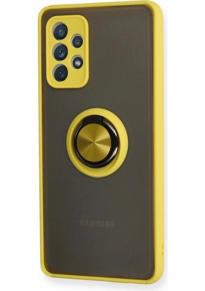Samsung Galaxy A72 Kılıf Montreal Yüzüklü Silikon Kapak - Sarı fiyatları