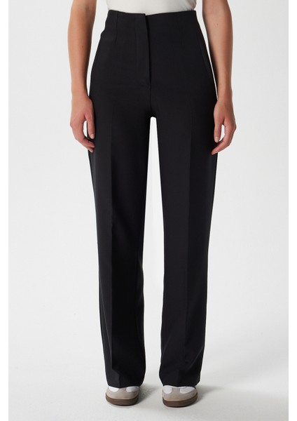 Kadın Glen Tok Dokulu Filetolu Kancalı Siyah Palazzo Pantolon 2001 fırsatları