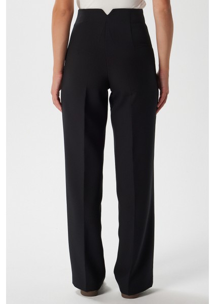 Kadın Glen Tok Dokulu Filetolu Kancalı Siyah Palazzo Pantolon 2001 indirimleri