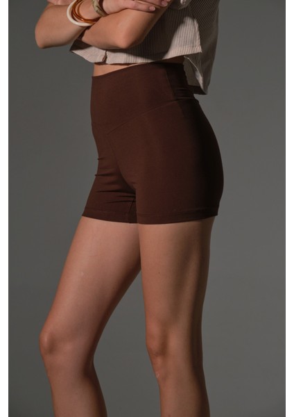 Yüksek Bel Toparlayıcı Esnek Kumaş, Kadın Spor Taytı 10 cm Comfortlux High Rise Hot Pants modelleri