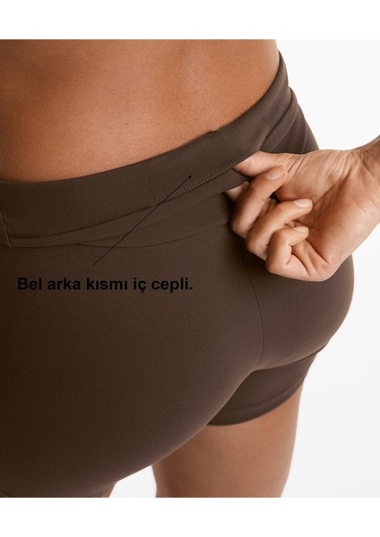 Yüksek Bel Toparlayıcı Esnek Kumaş, Kadın Spor Taytı 10 cm Comfortlux High Rise Hot Pants fırsatları
