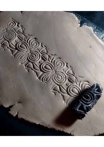 10 cm Seramik, Polimer Kil Antik Silindir Mühür Desen Oklavası