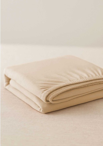 Çift Kişilik Düz Penye &#37;100 Pamuklu Lastikli Çarşaf 180X200 Newsheet Bej fiyatları