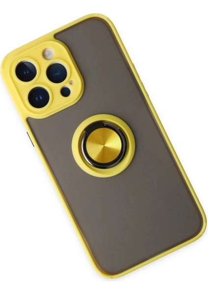 iPhone 14 Pro Kılıf Montreal Yüzüklü Silikon Kapak - Sarı modelleri