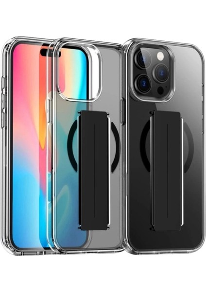 iPhone 14 Pro Max Kılıf Alfa Magsafe Standlı Kapak - Siyah