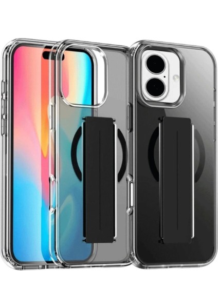 iPhone 16 Kılıf Alfa Magsafe Standlı Kapak - Siyah