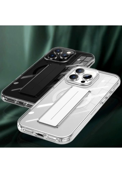 iPhone 16 Kılıf Alfa Magsafe Standlı Kapak - Siyah modelleri