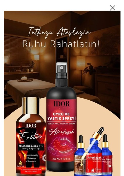 Etkili Erotik Set Aromaterapi Masaj Yağı-Uyku ve Yastık Spreyi- Esansiyel Yağ Seti fiyatları