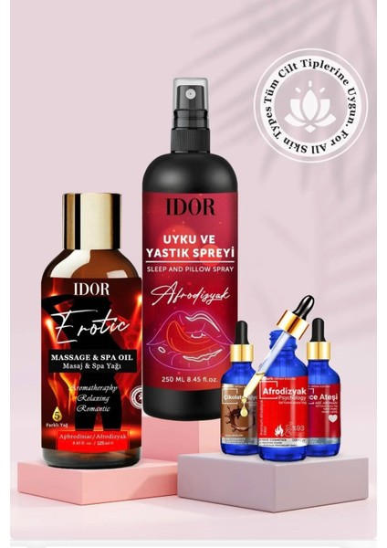 Etkili Erotik Set Aromaterapi Masaj Yağı-Uyku ve Yastık Spreyi- Esansiyel Yağ Seti modelleri