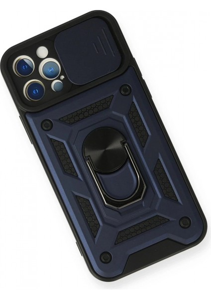 iPhone 12 Pro Kılıf Pars Lens Yüzüklü Silikon - Lacivert modelleri