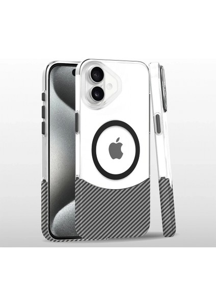 iPhone 16 Carbon Puzzle Magsafe Kapak - Beyaz