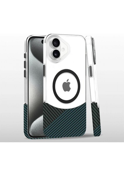iPhone 16 Carbon Puzzle Magsafe Kapak - Açık Mavi
