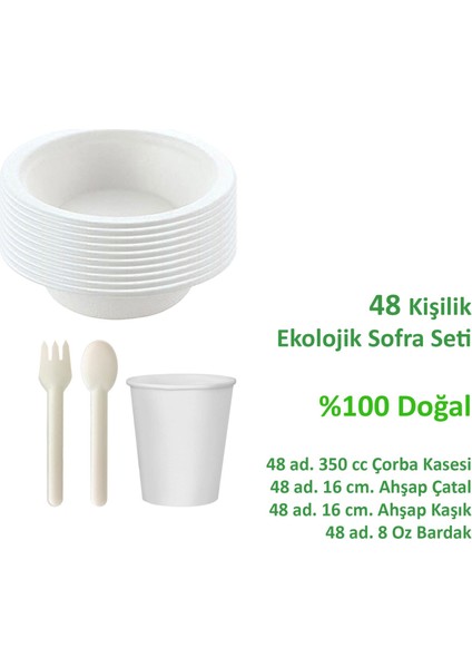 Ekolojik 48 Kişilik Çorba Parti Piknik Sofra Sunum Seti - Çorba Kasesi Bardak Çatal Kaşık Takımı fiyatları