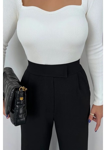 Kadın Likralı Cırt Kapama Siyah Palazzo Pantolon fırsatları