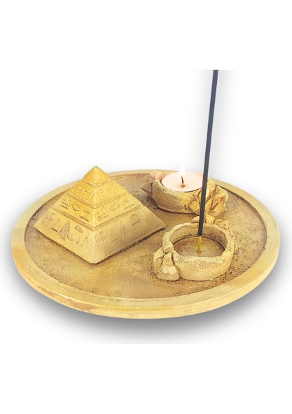 Antik Mısır Daire Piramit Çubuk Tütsülük ve Tealight modelleri