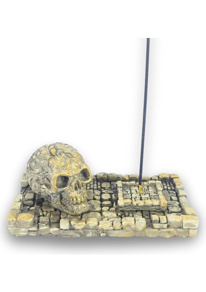 Kuru Kafa Küçük Çubuk Tütsülük ve Tealight (Beyaz)