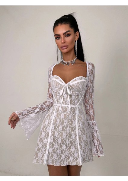 Hestia Dantel & Gloplu Mini Elbise