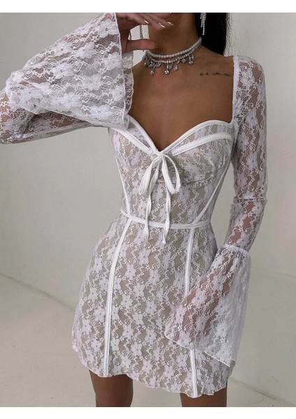 Hestia Dantel & Gloplu Mini Elbise