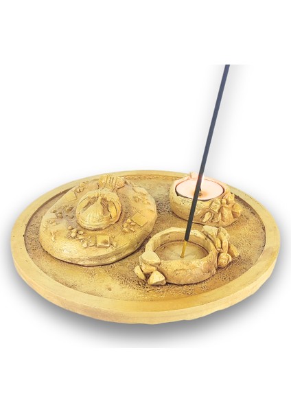 Antik Mısır Daire Sarcophagus Lahit Çubuk Tütsülük ve Tealight modelleri