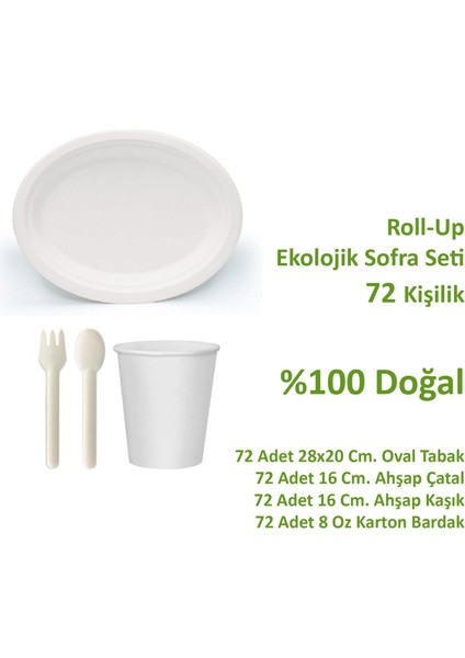 Ekolojik 72 Kişilik Parti Piknik Sofra Sunum Seti - 28X20 Cm. Oval Tabak Bardak Çatal Kaşık Takımı fiyatları