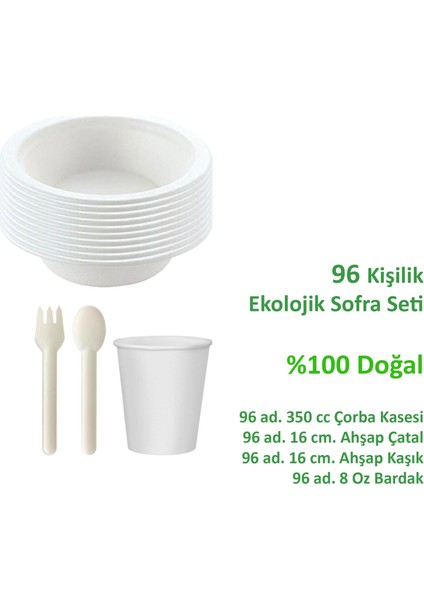 Ekolojik 96 Kişilik Çorba Parti Piknik Sofra Sunum Seti - Çorba Kasesi Bardak Çatal Kaşık Takımı fiyatları