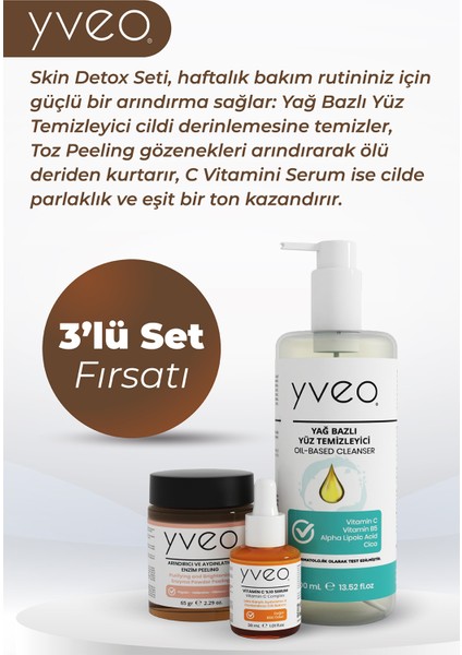 Skin Detox 3 Lü Set – Peeling, Yüz Temizleme Yağı, C Vitamini modelleri