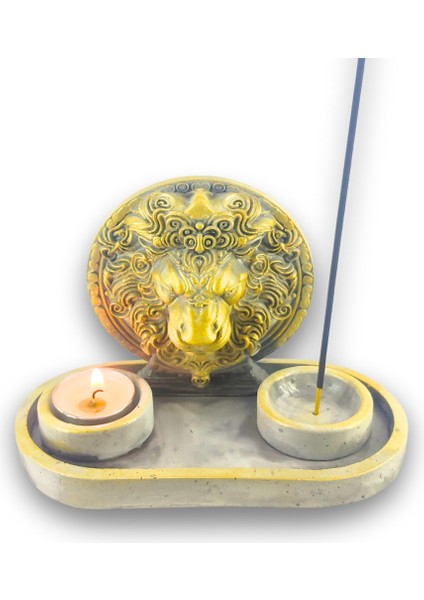 Aslan Çubuk Tütsülük ve Tealight (Beyaz)