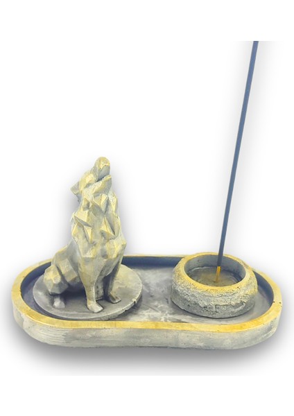 Uluyan Kübik Kurt Çubuk Tütsülük ve Tealight (Beyaz)