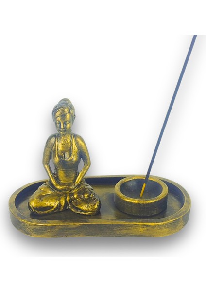 Yogacı Kız Çubuk Tütsülük ve Tealight (Altın)