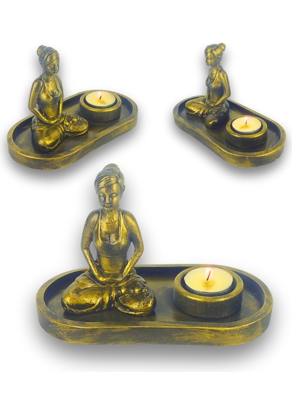 Yogacı Kız Çubuk Tütsülük ve Tealight (Altın) indirimleri