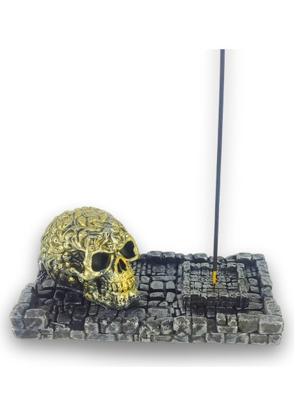 Kuru Kafa Küçük Çubuk Tütsülük ve Tealight (Altın)