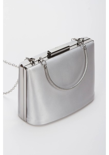 Kadın Taş Işlemeli Ince Topuklu Gece Ayakkabısı ve Çanta Takımı Gümüş indirimleri