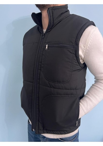 Erkek Klasik Stil İçi Polarlı, Fermuarlı ve Cepli Şişme Yelek – Soğuk Havalara Uygun Rahat ve Sıcak Tasarım fiyatları